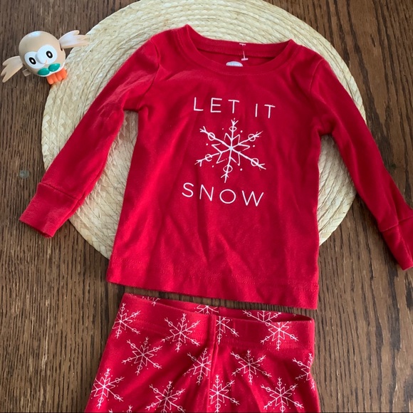 Old Navy 12-18M Let It Snow Cotton LoungeWear  Set - Picture 9 of 11